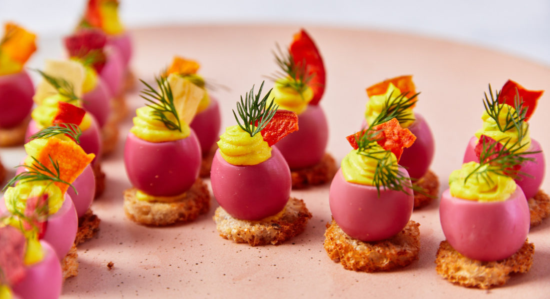 hors d'oeuvres deviled quail egg for parties the bar and lounge and event space the skylark nyc in midtown manhattan
